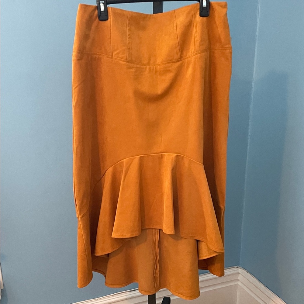 Anthropologie Maeve Cosima High Low Faux Suede Skirt